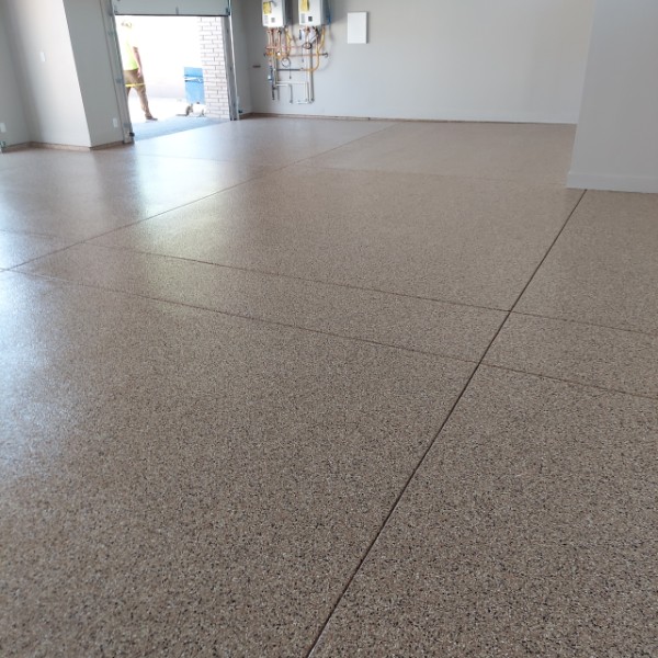 Color flake epoxy floor after installation — Arizona